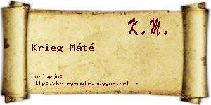 Krieg Máté névjegykártya